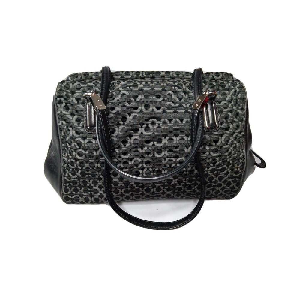 Vintage Coach Madison Op Art Handbag #25215 Grey~Black Canvas Leather Trim - Picture 5 of 11